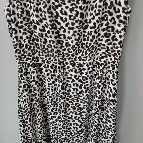Talbots Sz 14 Leopard Print Ruffle Hem Dress Sleeveless‎ Tank Midi Keyhole Neck - Picture 14 of 15